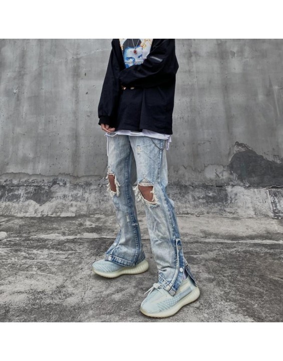 High Street Vintage Washed Knee Ripped Jeans