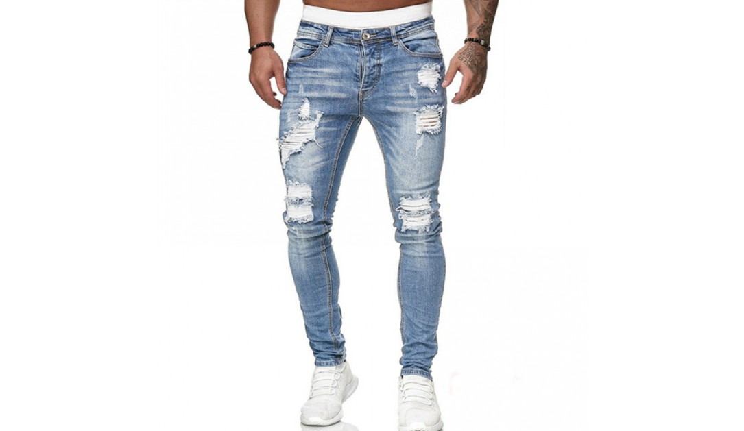 Men's Fashion Washed Hole Jeans