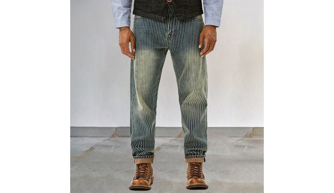 Mens Retro Striped Jeans