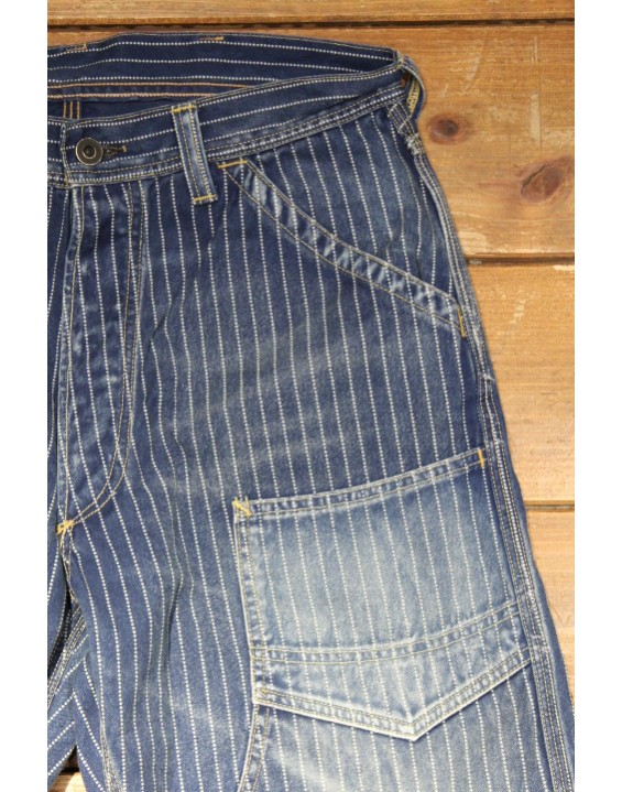 1920-1930s Indigo WABASH Striped Retro Pants