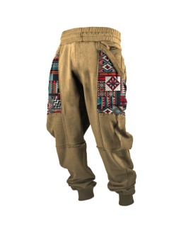 Men's Outdoor Vintage Western Ethnic Pattern Pocket Casual Pants